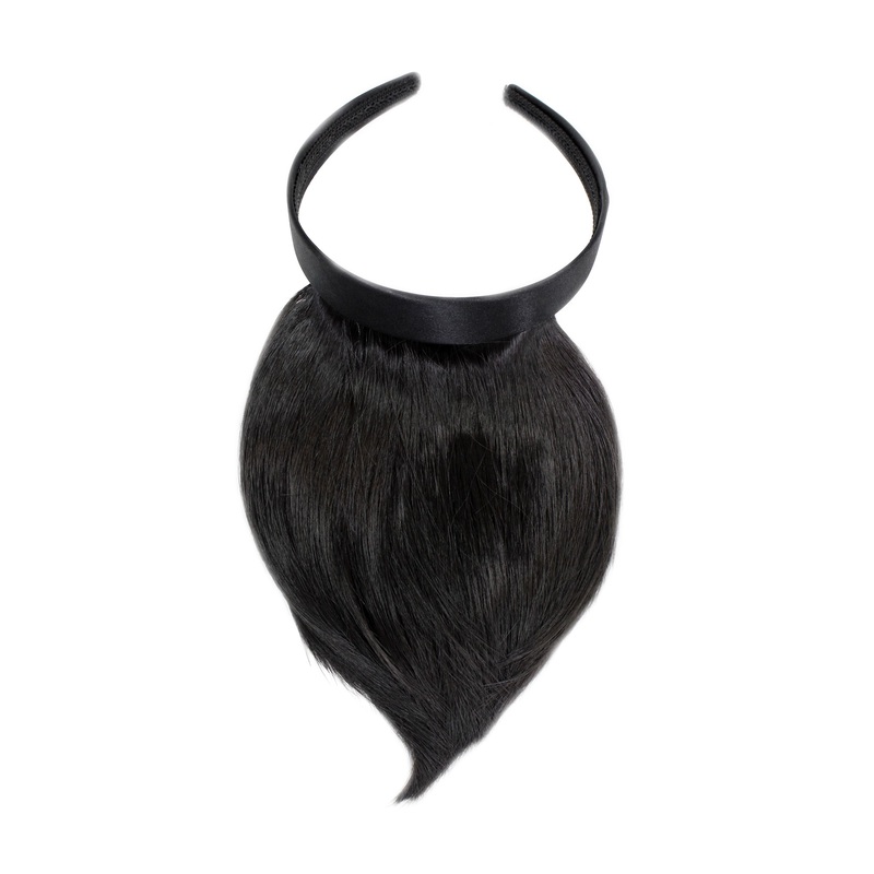 Hair Piece Clip in Bangs Fringe with hair circlet synthetic off black HA073T