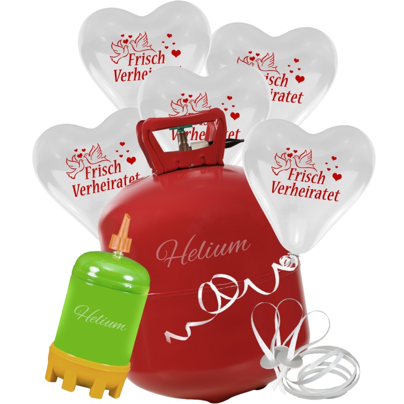 Heart balloon set with helium bottle