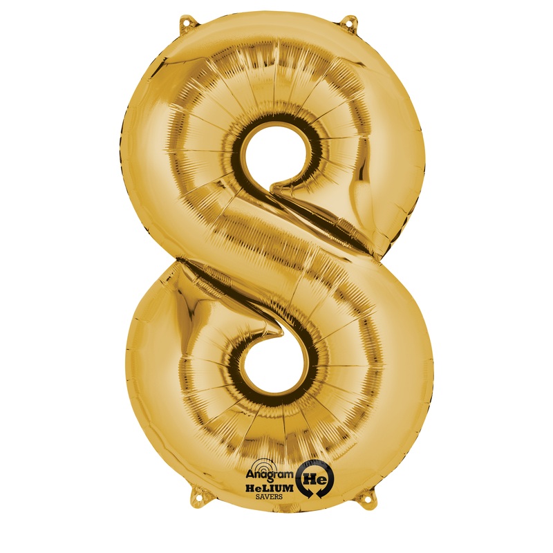 Number balloon 8 gold 83cm