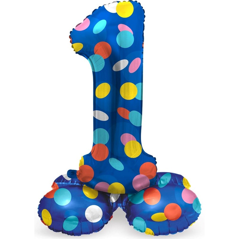 Standing number 1 balloon confetti rain 41cm