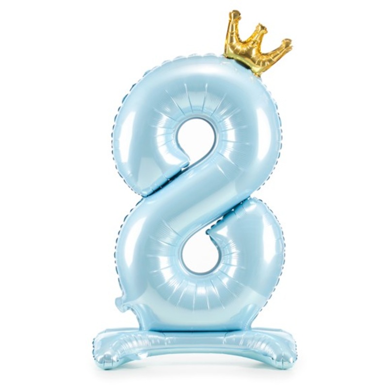 Babyblue number 8 standing foil balloon
