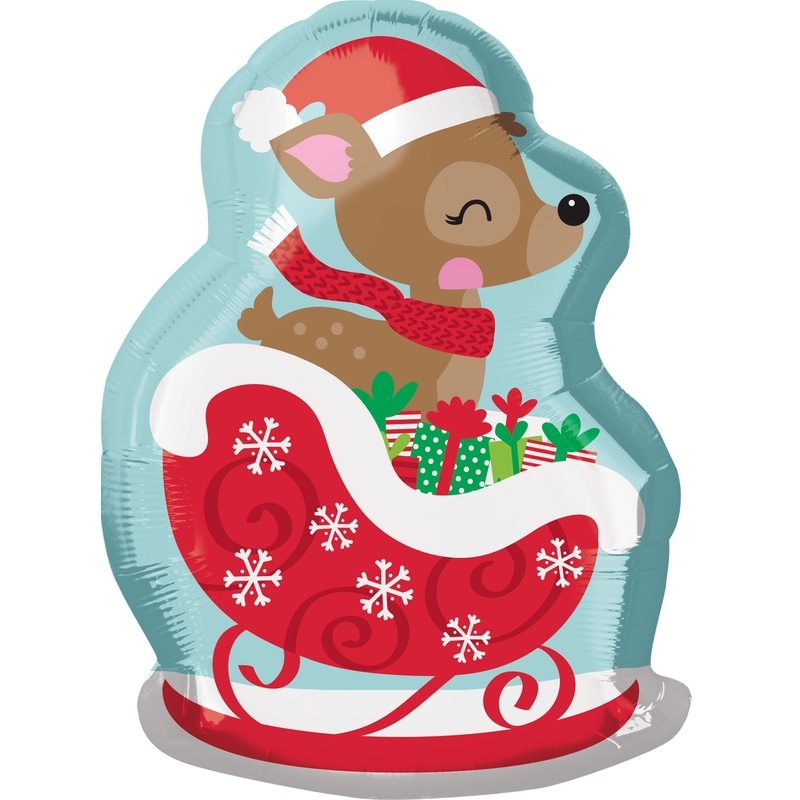 Foil balloon reindeer sledge 38 x 53cm