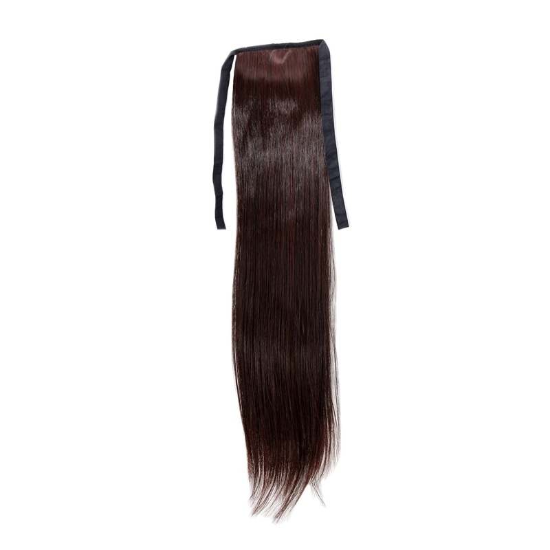 Hairpiece slim Ponytail Pigtail Mahogany Brown Straight Band + Clip Fastening YZF-TS18-2T33