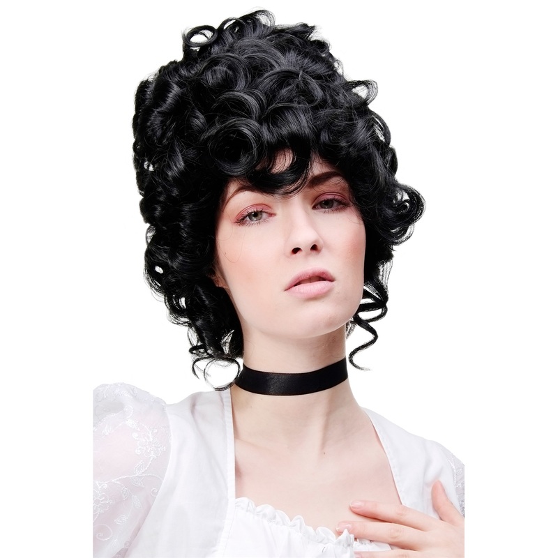Lady wig Baroque Queen Marie Antoinette Countess beehive tall black GFW1675