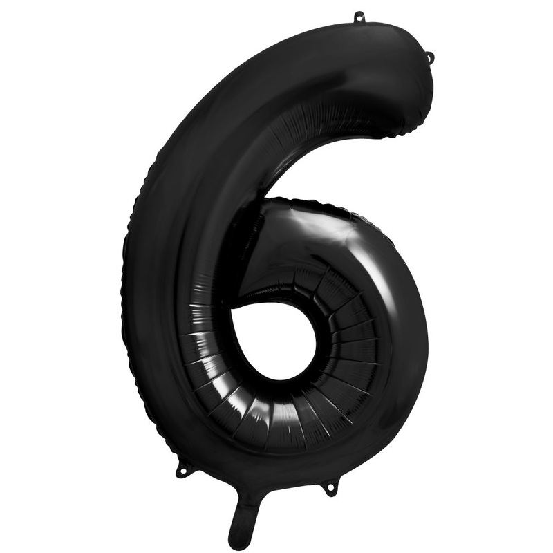 Number 6 Black Number Foil Balloon 86cm