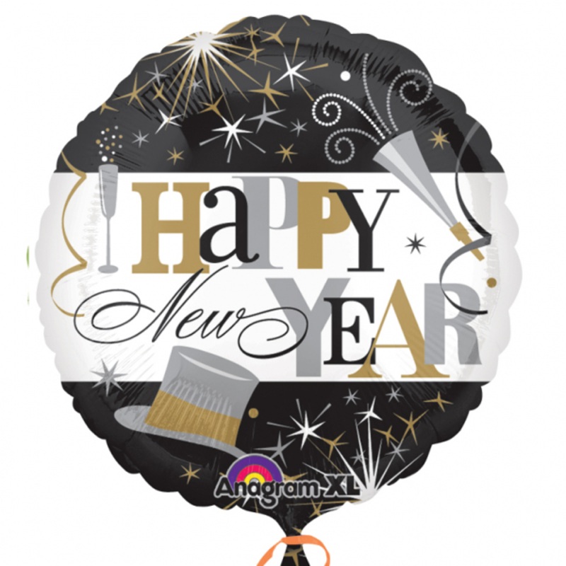 Sparkling New Year foil balloon 45cm