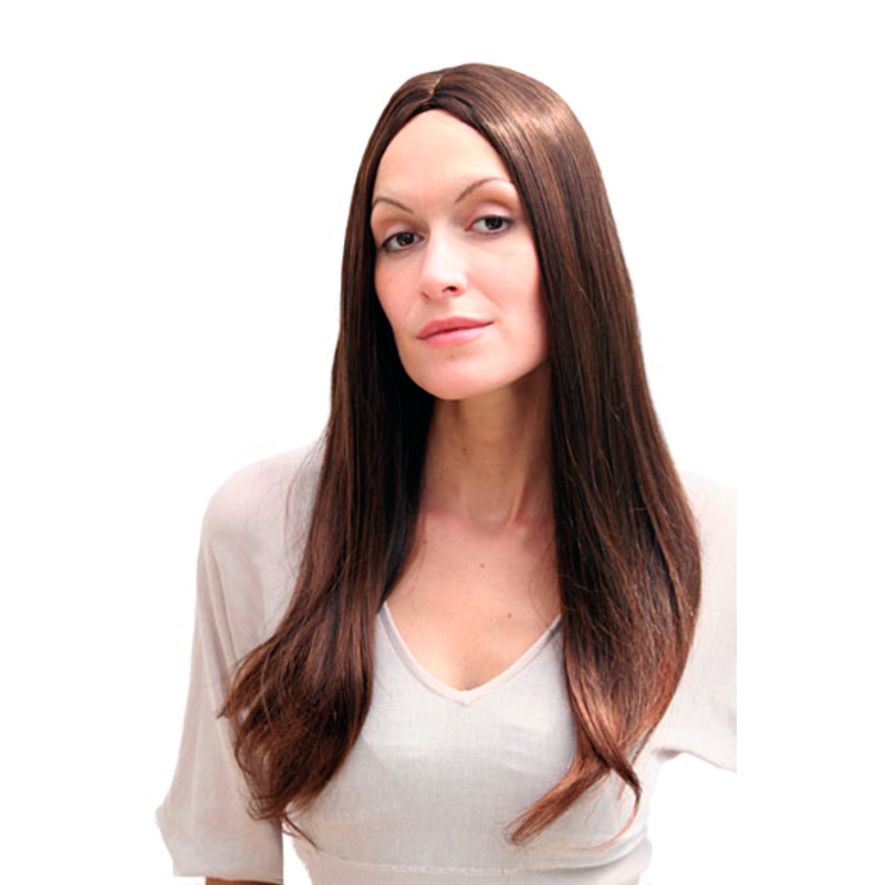 Women’s Wig Lady Long Straight Sleek Middle Parting chestnut Brown Mix SA-151-2T30