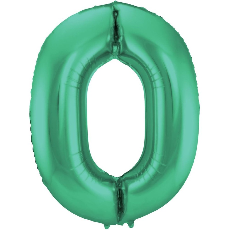 Foil Balloon Number 0 Metallic Green 86cm