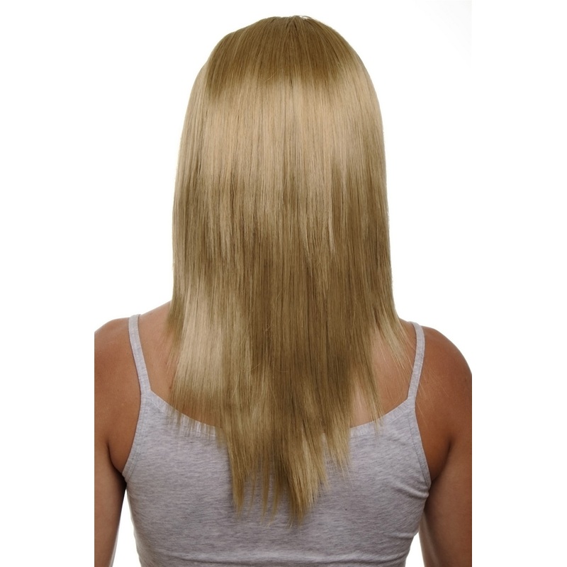 Hairpiece half wig clip-in extension 5 clips long straight ash blonde HD1401