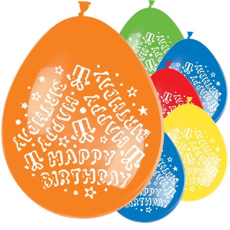 10 colorful birthday balloons 28cm