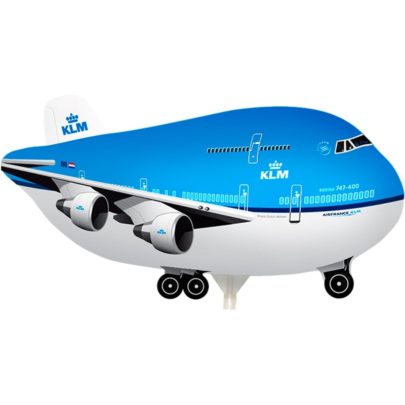 Foil balloon airplane with stick 45cm