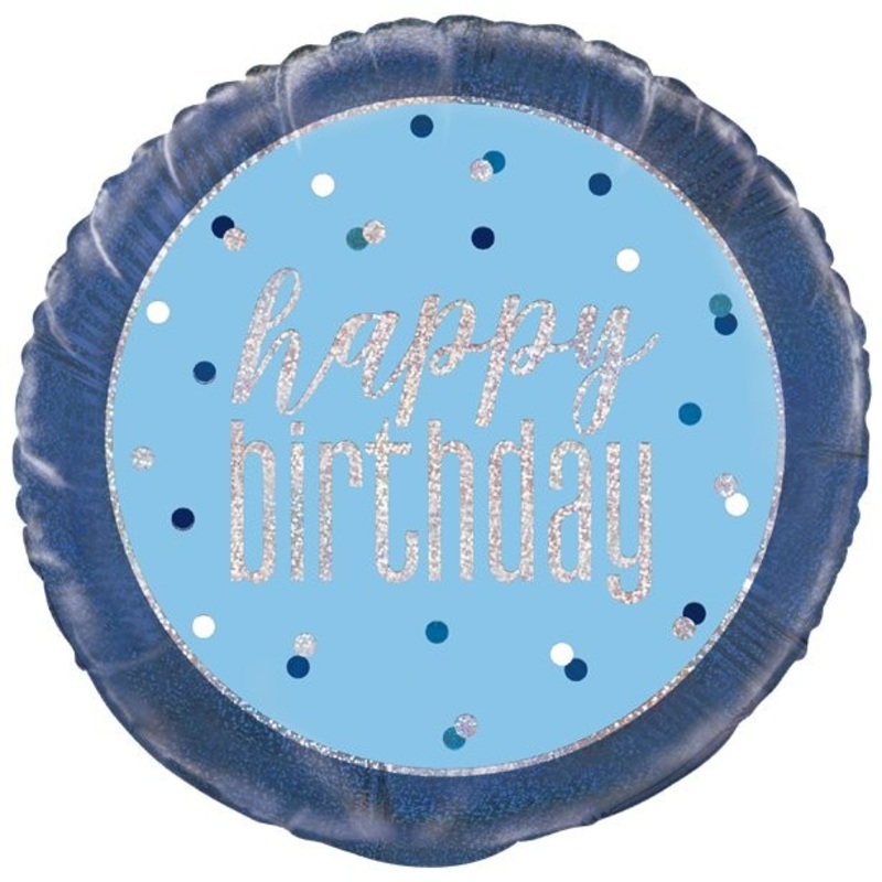Sparkling Blue Birthday foil balloon 46cm
