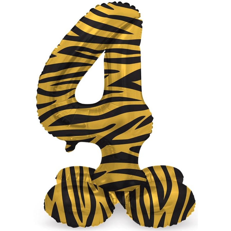 Standing Number 4 Balloon Tiger 41cm