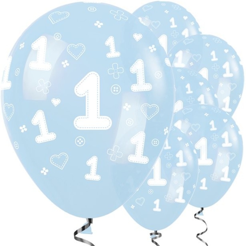 25 First Birthday Boy balloons blue 30cm