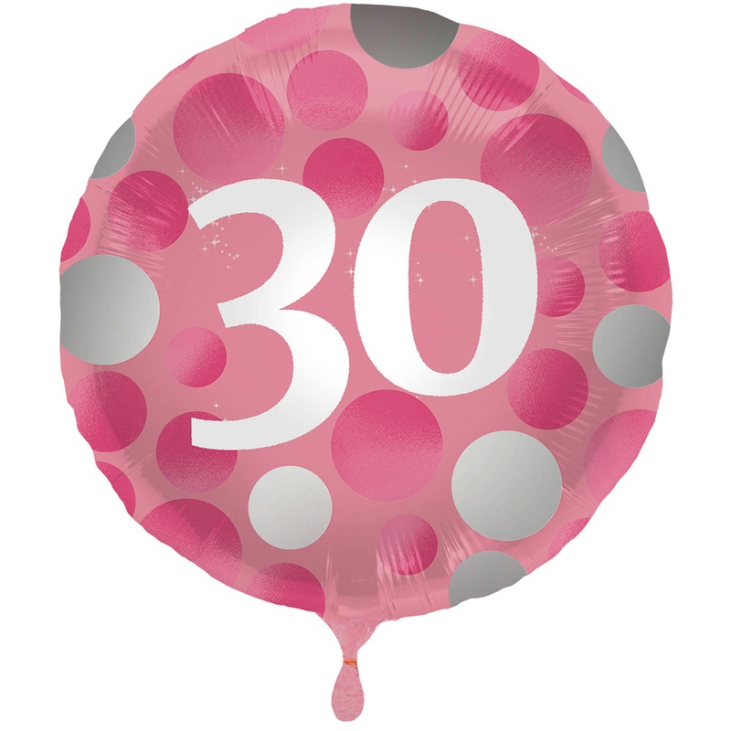 30th birthday Glossy Pink Foil Balloon 45cm