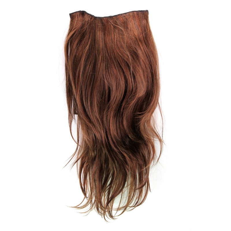Hairpiece Halfwig 7 Clip In Extension very long straight light deer brown H9505