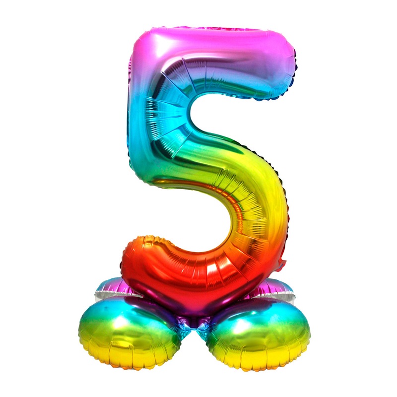 Number 5 rainbow airwalker balloon 72cm