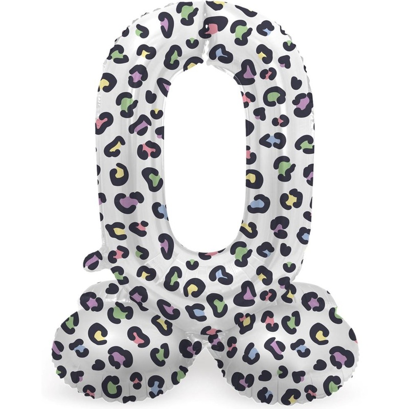 Standing Number 0 Balloon Leopard 41cm