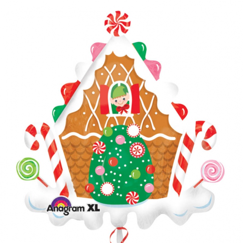 Sweet gingerbread house foil balloon