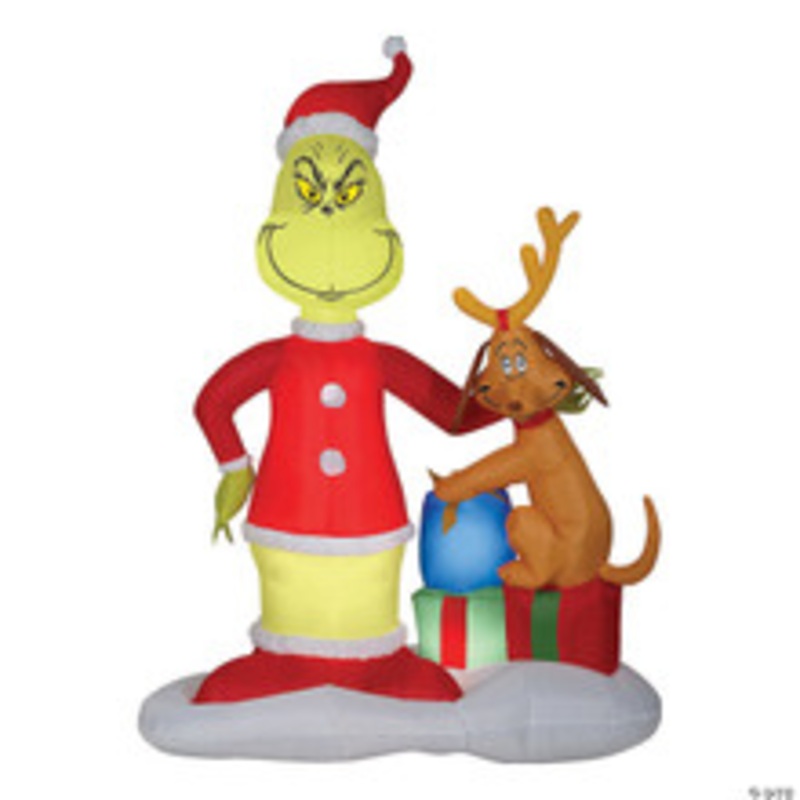 72 Blow Up Inflatable Dr. Seuss The Grinch & Max with Presents Outdoor Yard Decoration