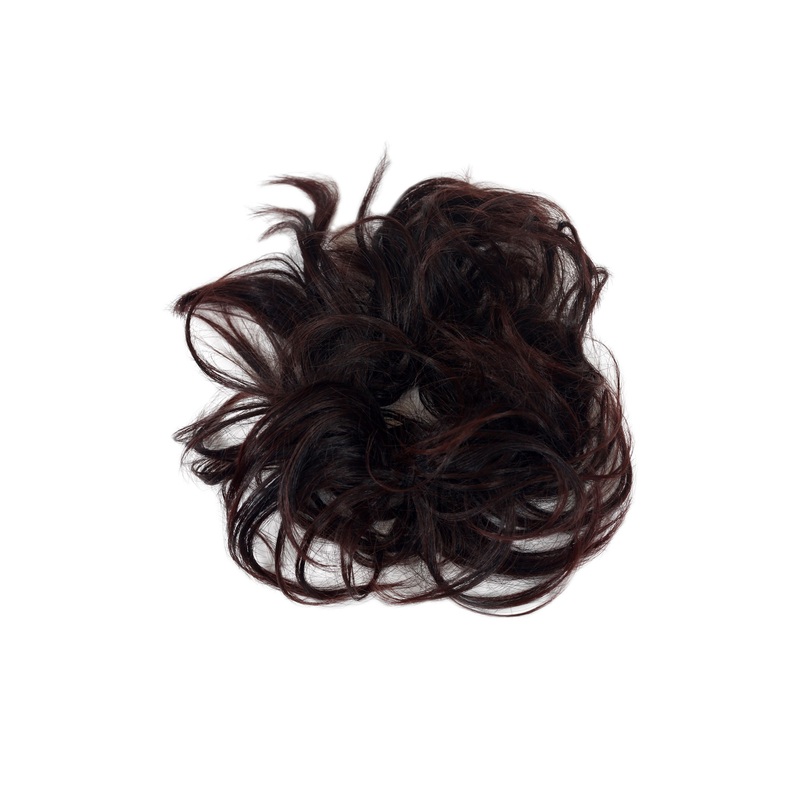 Hair Piece Hair Tie elastic Scrunchy curly curls mahogany brown mix YZF-3054A-2T33