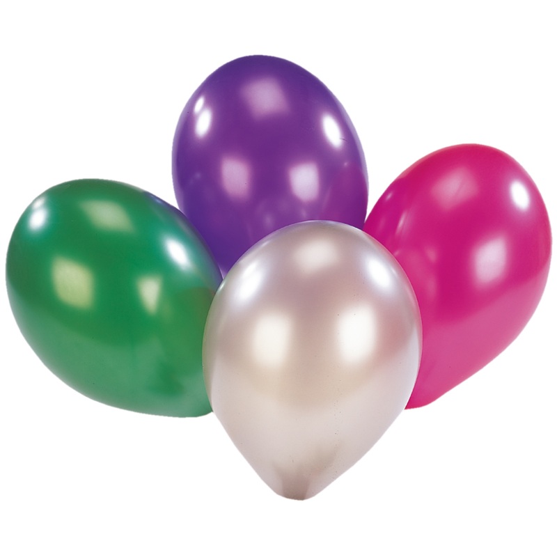 Set of 10 colorful metallic balloons