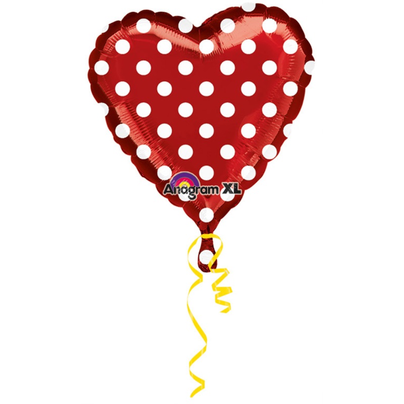 Dotted heart balloon in red