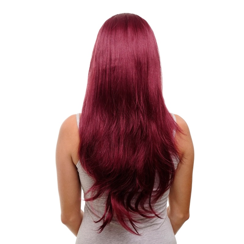 Hairpiece Halfwig 7 Clip Extension very long straight garnet bordeaux red H9505