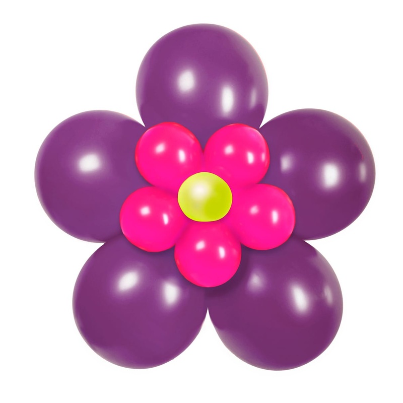 11-piece flower power pink balloon set