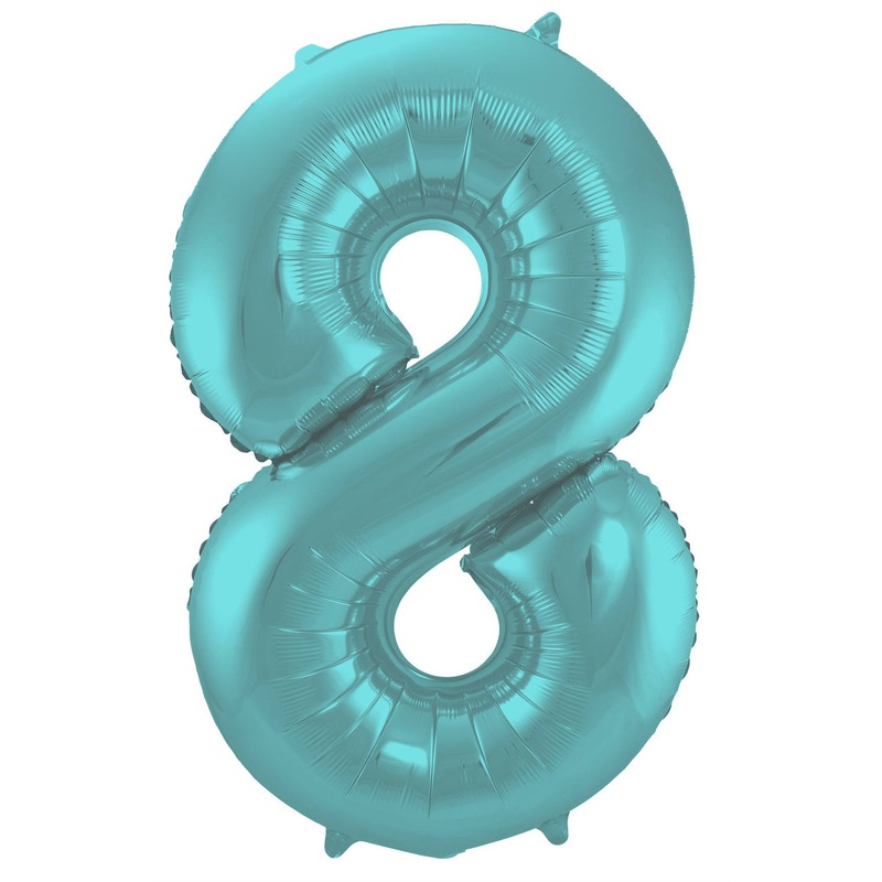 Aqua number 8 foil balloon 86cm