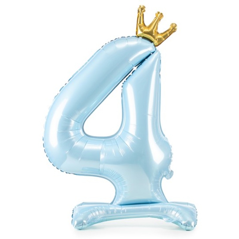 Babyblue number 4 standing foil balloon