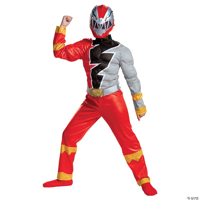 Kids Muscle Power Rangers Dino Fury Red Ranger Jumpsuit Costume – Large 10-12