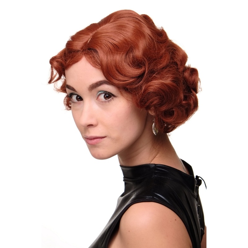 Lady wig Short Bob 20s 30s Movie Star Charleston Swing Wave copper red A4002
