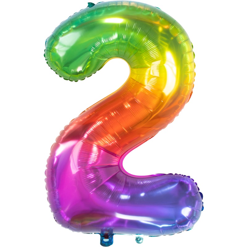 Number 2 Super Rainbow Foil Balloon 86cm