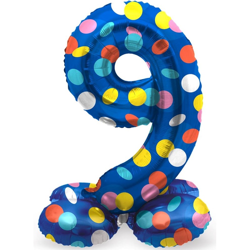 Standing number 9 balloon confetti rain 41cm