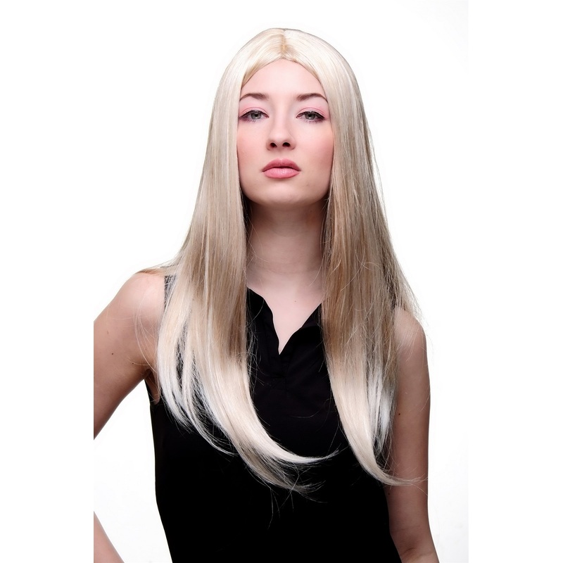 Women’s Wig Lady Long Straight Sleek Middle Parting Blonde Platinum Mix SA-151-27T613
