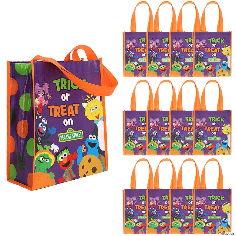 9 x 11 Medium Sesame Street<sup></sup> Halloween Laminated Trick-or-Treat Shopper Tote Bags – 12 Pc.