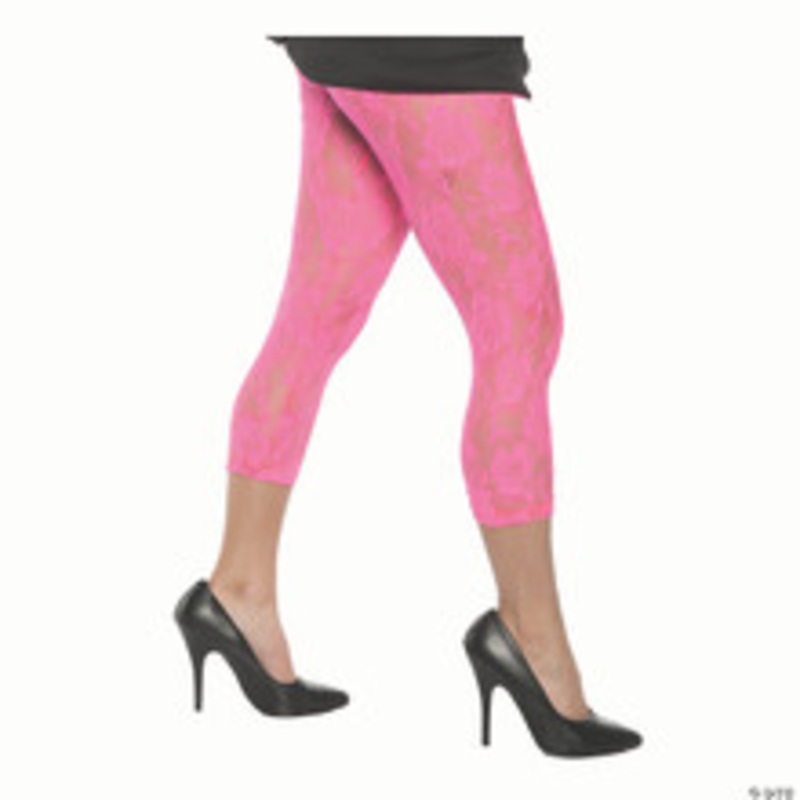 Adult Neon Pink Lace Leggings – Small