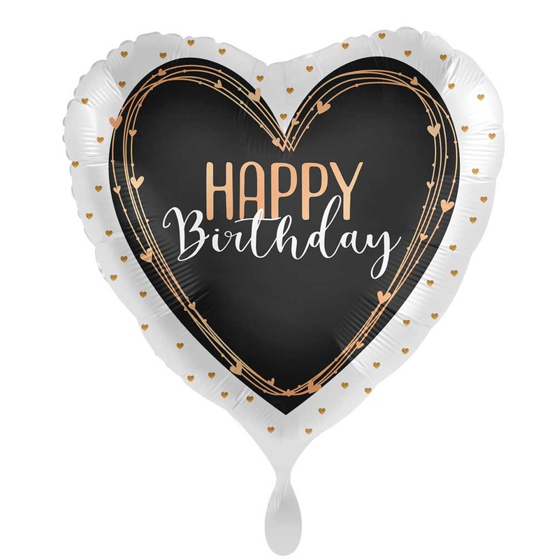 Heart foil balloon Happy Birthday 45cm