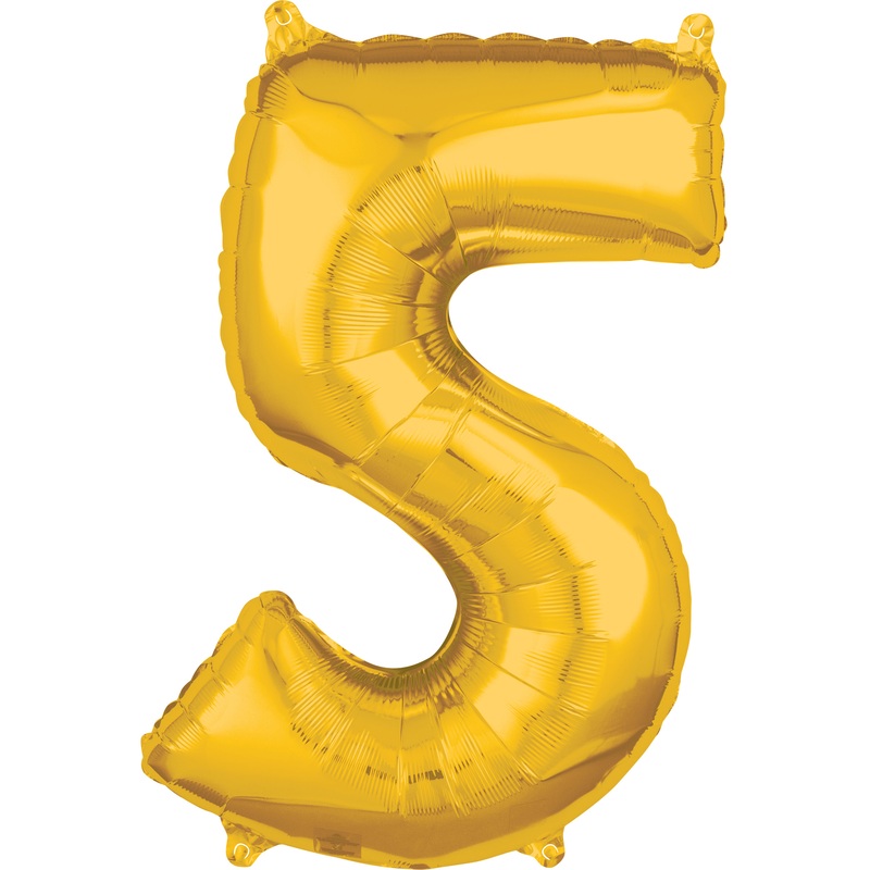 Numbers foil balloon 5 gold 66cm