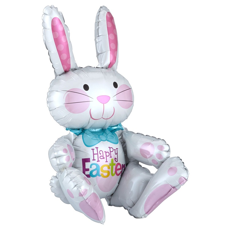 Sitting Easter bunny foil balloon 60cm