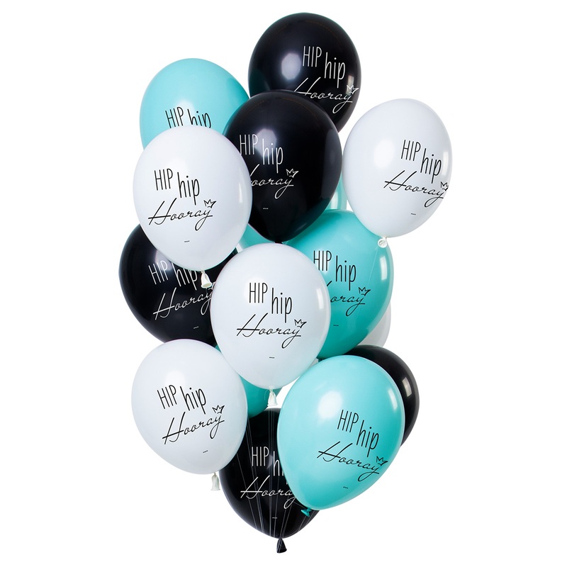 12 latex balloons Hip Hip Horray