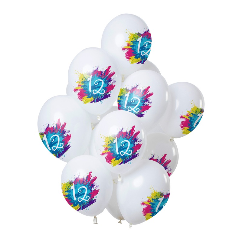 12th birthday 12 latex balloons Color Splash