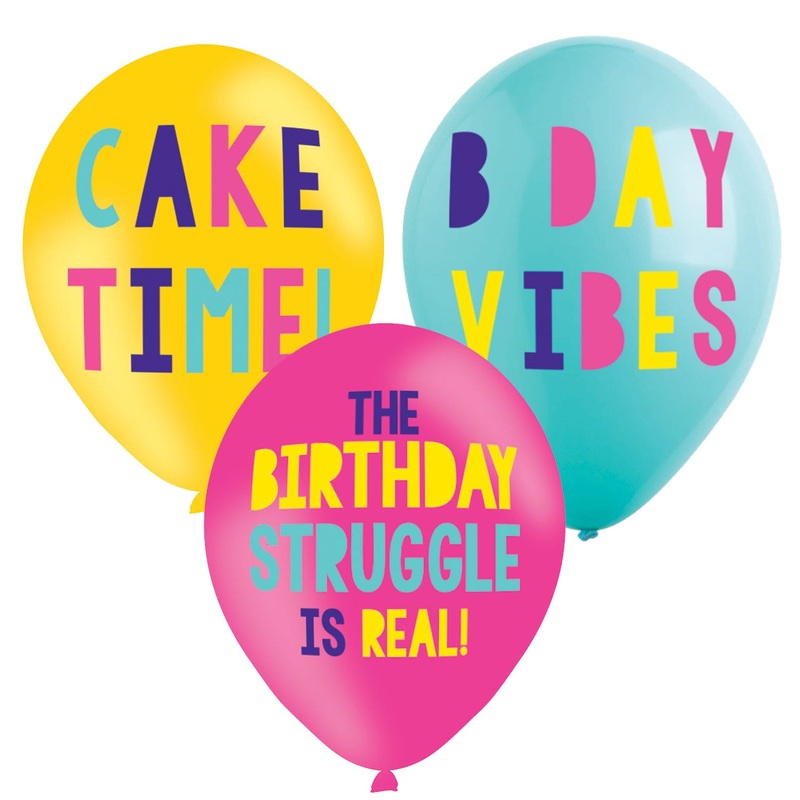 6 Birthday Vibes balloons 27.5cm