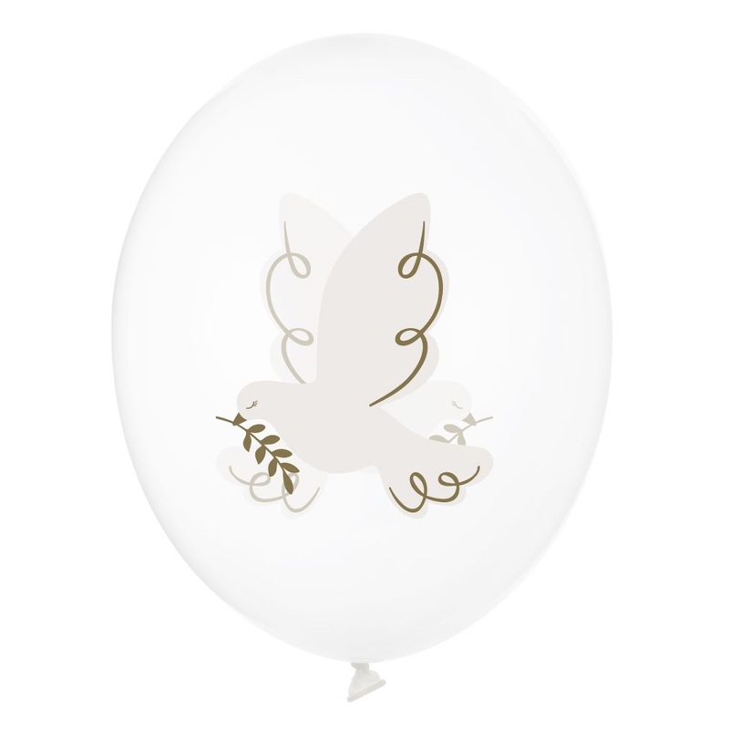 6 latex balloons dove of peace 30cm
