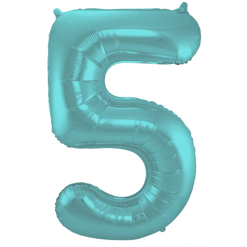 Aqua number 5 foil balloon 86cm