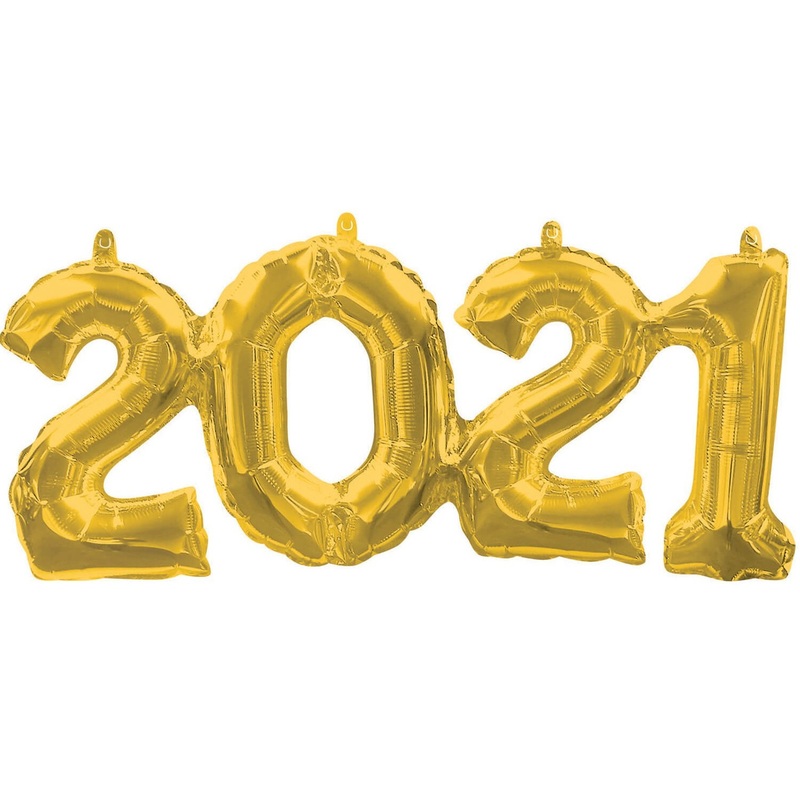 Golden 2021 foil balloon 53 x 22cm