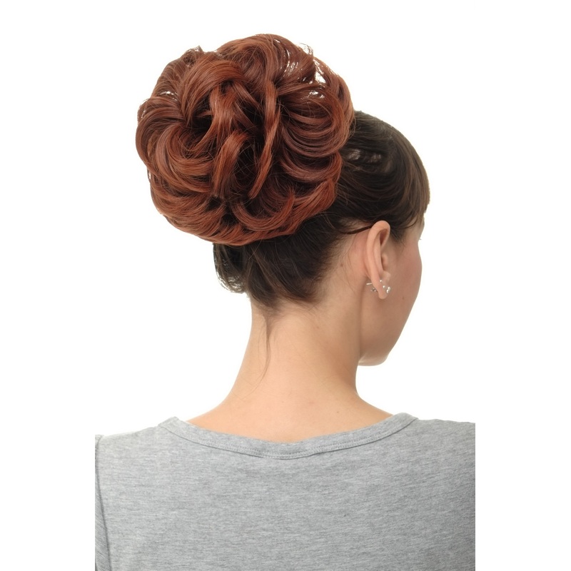 Hairpiece Hairbun Top Knot Bun Hair Rose Bushy Brown Red Mix Q840-33T350