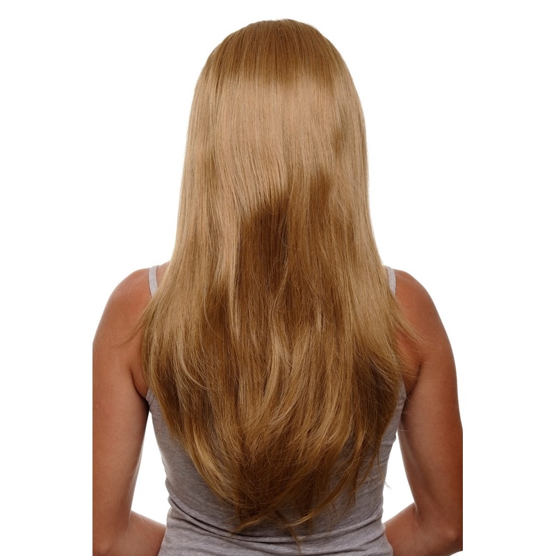 Hairpiece Halfwig Clip In Extension long straight to wavy dark ash blonde H9505