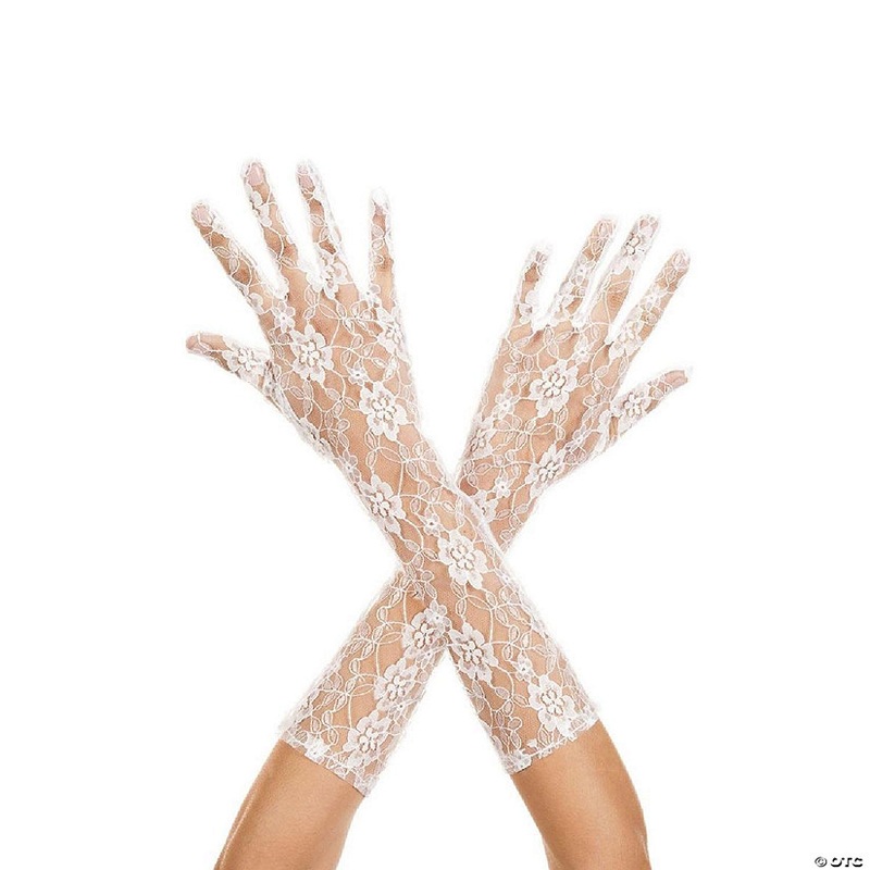 Music Legs 481-WHITE Lace Arm Warmers Gloves – White